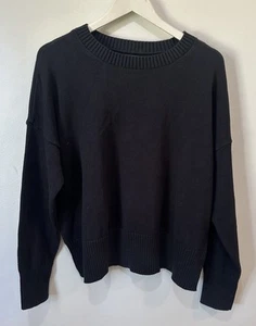 Suéter Lands End Drifter 100 % algodón informal negro para mujer talla L 14/16” - Imagen 1 de 13