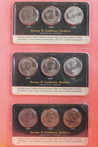 Susan B. Anthony Dollar Coin Set. 3 Uncirculated Coins’79, ‘80, ‘99. Lot Of 3. - Picture 1 of 5