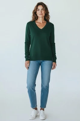 Style & Co Mujer Cuello en V Manga Larga Verde Talla Pequeña Foto 1 de 4