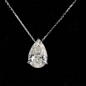8 KT Bianco Trattato Diamante Ciondolo Pera Forma VVS1 Certificato! Natale Gift - Foto 1 di 5