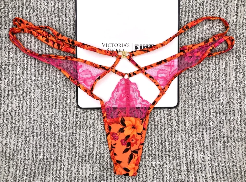 Victoria's Secret Muy Sexy Nuevo con Etiquetas XXL Naranja Tirantes Satén Tanga Panty Tropical Foto 1 de 4