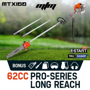 MTM 62cc Long Reach Pole Saw Chainsaw Tree Pruner 2-Stroke Petrol Extendable - Picture 1 of 9