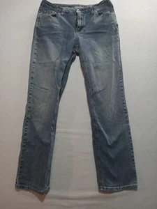 St johns bay womens jeans size 12 blue straight leg denim cotton blend stretch - Picture 1 of 6