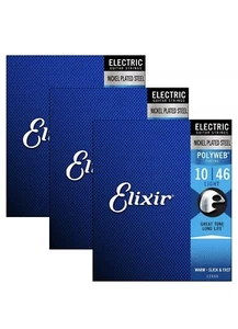 3 Pack! Elixir Light 10-46 Electric Nickel Plated Strings Polyweb 12050 - Picture 1 of 1