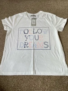 Ladies New Look Pyjama Top Short Sleeve Lounge Wear Top White Medium Brand New - Picture 1 of 9