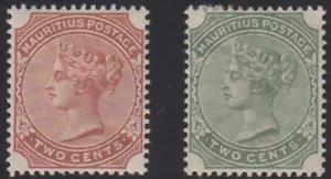Mauritius Watermark Crown and CA Sc#69(SG#102) and Sc#70(SG#103) Unused O.G. - Picture 1 of 2