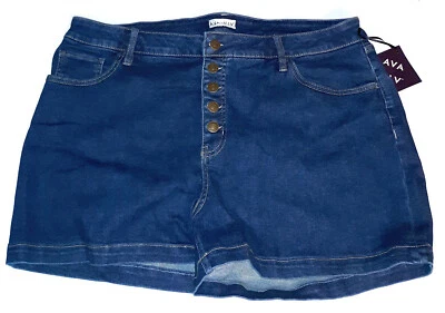 NUEVO Pantalones Cortos de Vaqueros AVA & VIV de 5 Botones para Mujer Talla 20 W Plus Foto 1 de 4