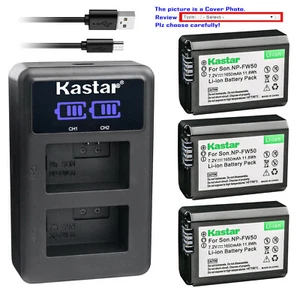 Kastar Battery LCD Dual Charger for Sony OEM NP-FW50 & Genuine BC-VW1 BC-TRW - Picture 1 of 11