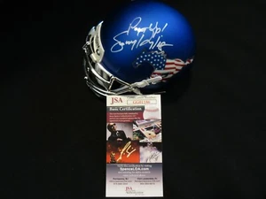 SONNY DYKES SIGNED SOUTHERN METHODIST SMU MUSTANGS USA FLAG PONY MINI HELMET JSA - Picture 1 of 4