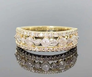 10K YELLOW GOLD 1.25 CARAT WOMEN REAL DIAMOND ENGAGEMENT RING WEDDING RING BAND - Picture 1 of 1
