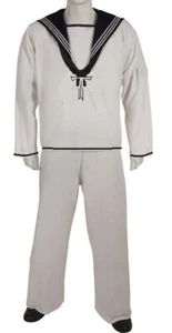 WW2 vintage Royal Navy tropical white cotton square rig uniform , Far East, Med - Picture 1 of 11