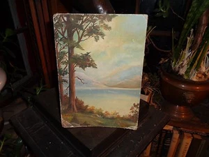 V.Poague: Lone Pine At The Lake: c1880, pintura al óleo/tablero: muy bien hecha-WOW - Imagen 1 de 12