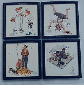 Fabulous Set of Four Vintage Print Painting By The Greatest Norman Rockwell