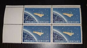 1962 3c Project Mercury SPACE Full sheet of 4 Mint stamps Scott #1193