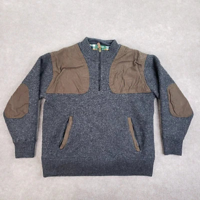 Orvis Wool Jacket Womens Large Gray Brown 1/4 Zip Mock Neck Pullover Shooting - Imagem 1 de 4