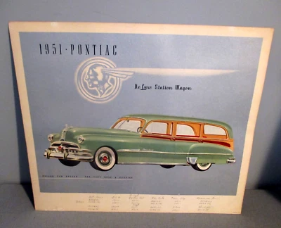 1951 PONTIAC DELUXE STATION WAGON- DEALERSHIP SHOWROOM POSTER-ORG PRINT-20" - Image 1 of 4
