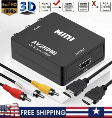 1080P HDMI Male to 3 RCA S-video AV Audio Cable Cord Adapter for TV HDTV DVD US - Image 1 of 4