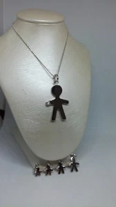 Collar Colgante Bebe' Bimbo Mujer Plata Liso con Zircon 5 Medidas - Imagen 1 de 4