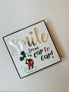 Mickey Mouse Disney Home Decor, Smile from Ear to Ear, Wooden 6"x6"  - Picture 1 of 5