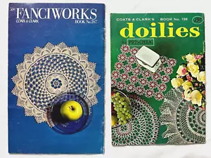 2 Coats & Clark Crochet Patterns Books Fanciworks & 136 Priscilla Doilies Oval - Picture 1 of 12