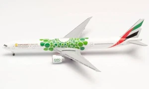 New! Herpa 533720 Emirates 777-300ER Expo 2020 Dubai "Sustainability" 1:500 cast - Picture 1 of 1