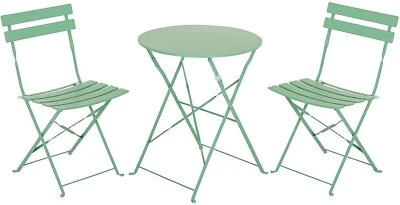 Steel Patio Bistro Set 3Pcs Outdoor Furniture Set Folding Round Table and Chairs - Image 1 of 4