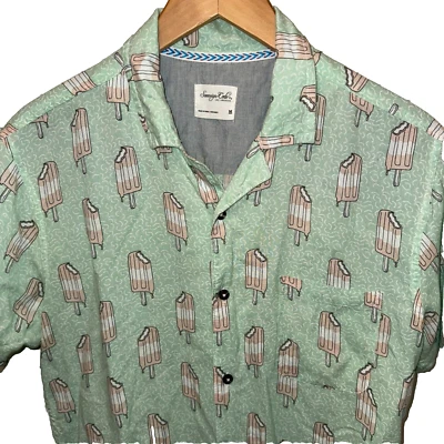 Sovereign Code Shirt Mens M Shoreline Creamsicle Popsicle Partymint Green Rayon - Image 1 of 4