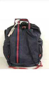 Dream Control Navy Blue Vegan Leather Nylon Backpack NWT - Picture 1 of 4