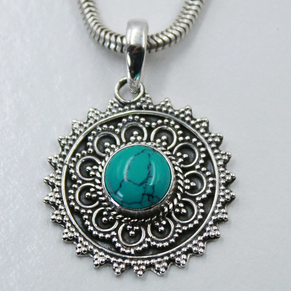 Anhänger Silber 925 Kettenanhänger Sterlingsilber Türkis-Howlith Sonne  ts - Bild 1 von 4