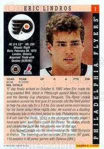 1993-94 Score Promos Samples #1 Eric Lindros - Picture 1 of 1