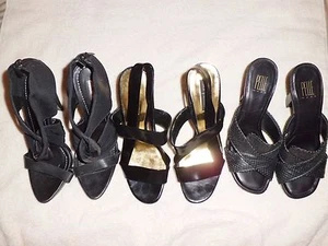 3 Pairs Vince Camuto Pelle Leather High Heels Platform Black Shoes Sandals 10 - Picture 1 of 11