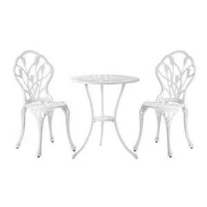 Livsip 3 PCS Outdoor Furniture Set Chairs&Table White - Picture 1 of 7