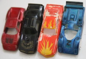 Four 1977 Ideal TCR Slot Cars Tops Red Black Orange Yellow Blue Trans Am BB600 - Picture 1 of 6
