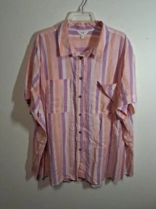 Terra & Sky Casual Button Up Blouse Granny Lightweight Pastel Size 4XL (28W/30W) - Picture 1 of 4