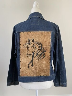 Cripple Creek Women's Jeans Pockets  Studded Western Horse Appliqué Jacket Sz XL - Image 1 of 4