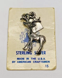 Vintage Sterling Silver Buck Deer Bracelet Charm Pendant 925 Galcier Ntn Park - Picture 1 of 2