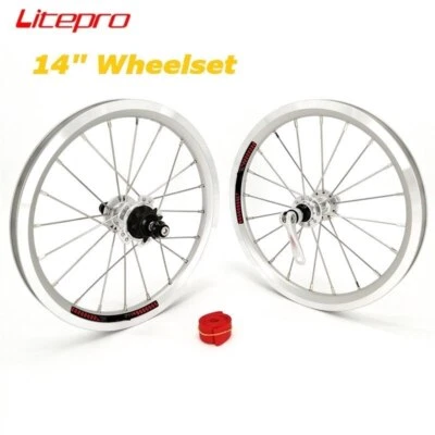 14inch BYA412 Folding Bike Wheelset 74/85mm Bearing Hub Double Wall Rims 20Holes - Image 1 of 4