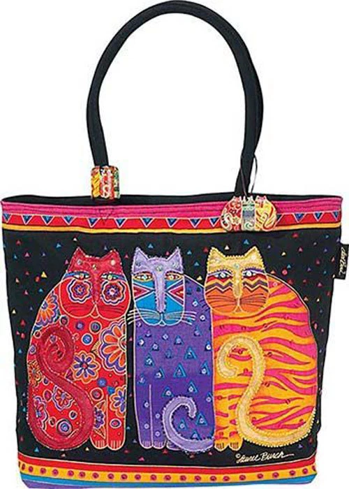 Laurel Burch Shoulder ZIPPER Top 19x5x15 Feline Friends