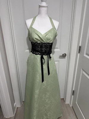 Urban Girl Nites Y2k Green Long Dress W/Black Lace Overlay  (prom) 5/6 Vnt - Image 1 of 3
