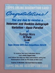 2024/25 Topps Chrome UCC Auto Rodrigo Mora FC Porto #CA-MR Aqua REMDEMPTION CARD - Bild 1 von 4