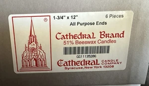 Kathedrale 51 % Bienenwachs große Altarkerzen APE 1-3/4" x 12" Kirche Neu aus altem Lagerbestand USA in Box - Bild 1 von 5
