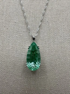 Natural Mint Green Spinel Teardrop Sterling Silver Necklace - Image 1 of 4