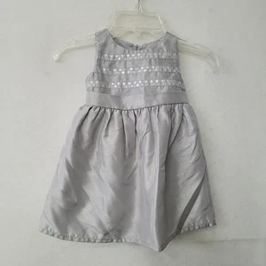 Vestido Gymboree Niña 12-18M Gris Sin Mangas Forrado Bordado Fiesta de Vacaciones - Imagen 1 de 10