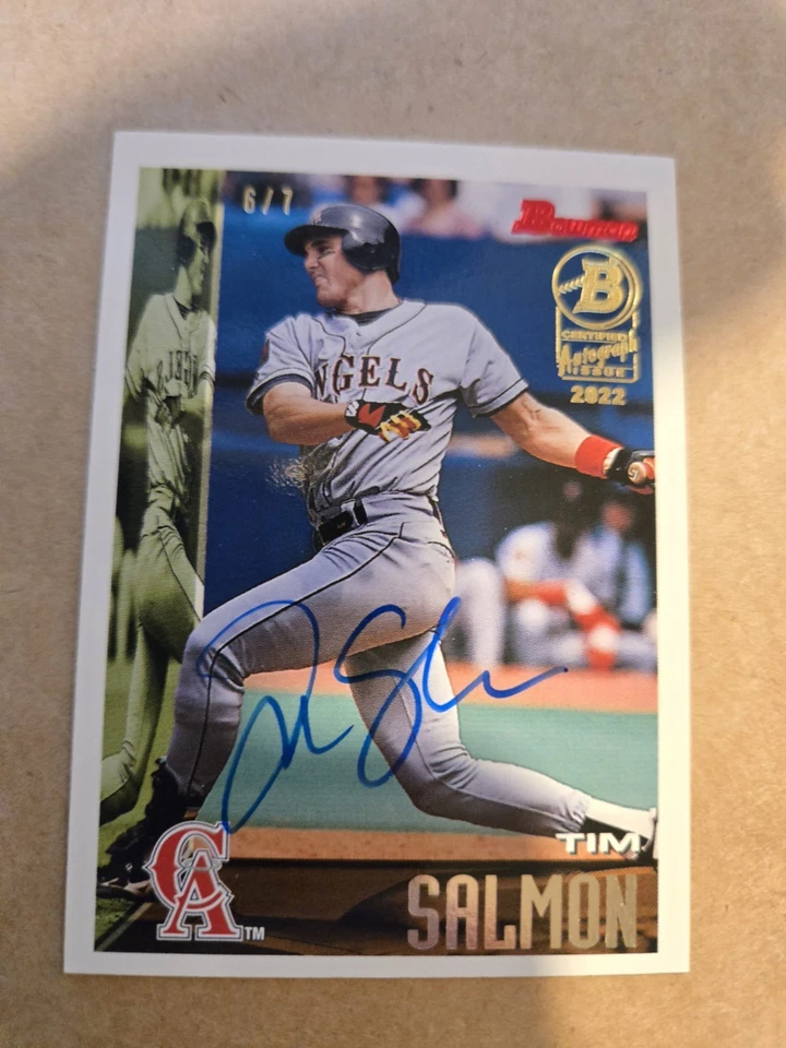 2022 Bowman Buyback Autograph 1995 #353 TIM SALMON Angels Legend On Card Auto /7 - Image 1 of 4