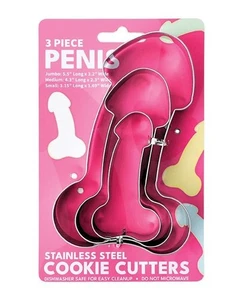 3 Pc Penis Cookie Cutter Set – Stainless Steel Bachelorette Party Baking Fun - Picture 1 of 1