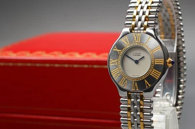 Vintage [Quase Perfeito com Caixa de Papel] Cartier Must de 21 Roman 31mm Qz Relógio Unissex - Imagem 1 de 4