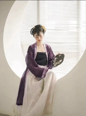 Nuevas blusas chinas para mujer Hanfu Song dinastía BeiZi púrpura bata de libélula Bam Foto 1 de 4