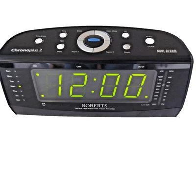 Roberts Chronoplus 2 Dual Alarm FM/MW Clock Radio Large Green LED Display - Image 1 of 4