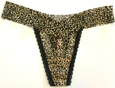 Victorias Secret Sexy Lace Animal Print Thong Panties Size S Browns Black Sheer - Image 1 of 4