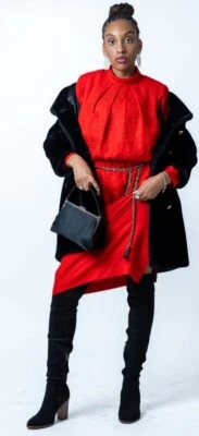 Abrigo I. Magnin para mujer talla pequeña negro vintage bolsillos de piel sintética hecho en EE. UU. Foto 1 de 4